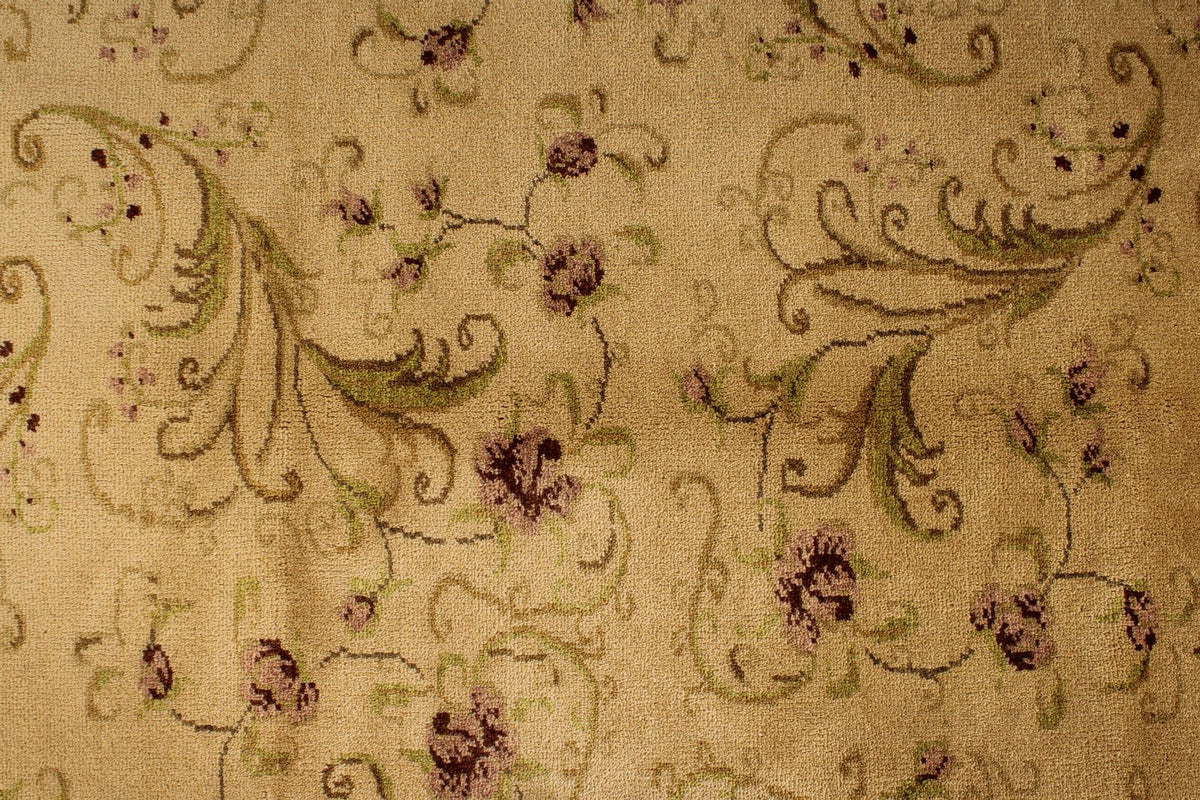 8x10 Ivory and Green Turkish Oushak Rug