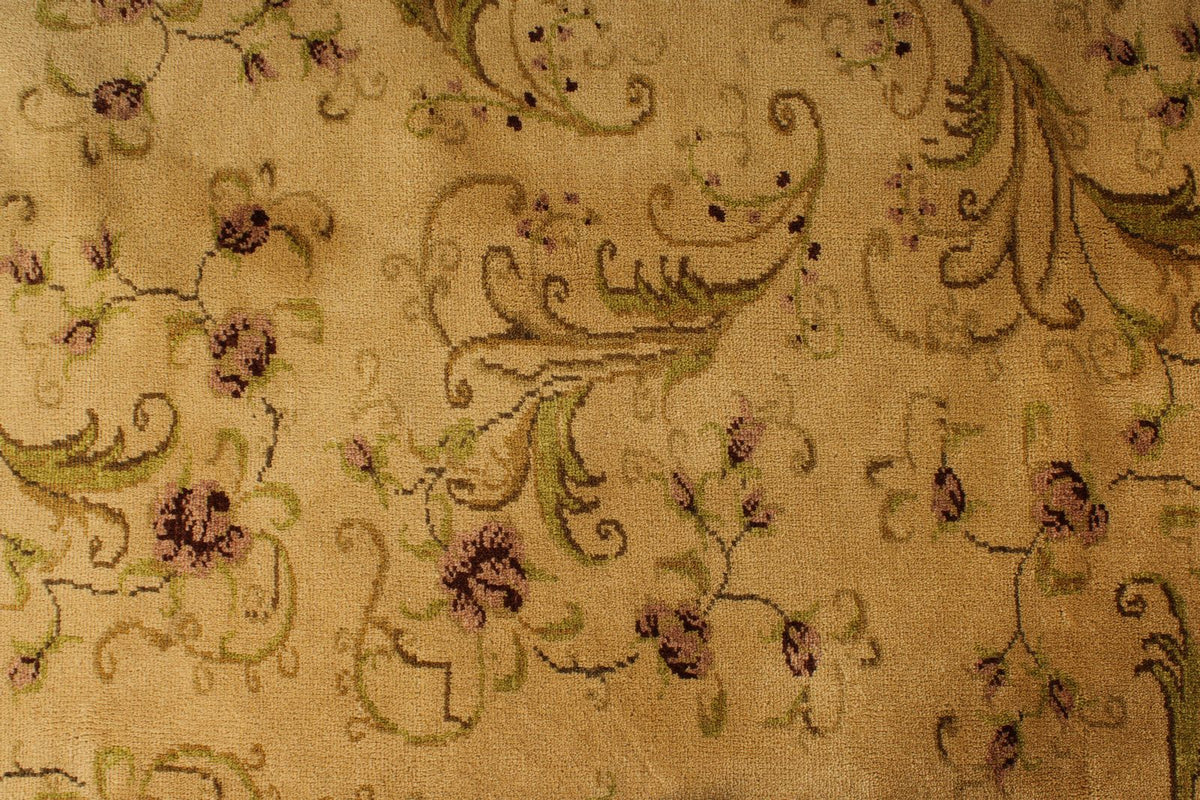 8x10 Ivory and Green Turkish Oushak Rug