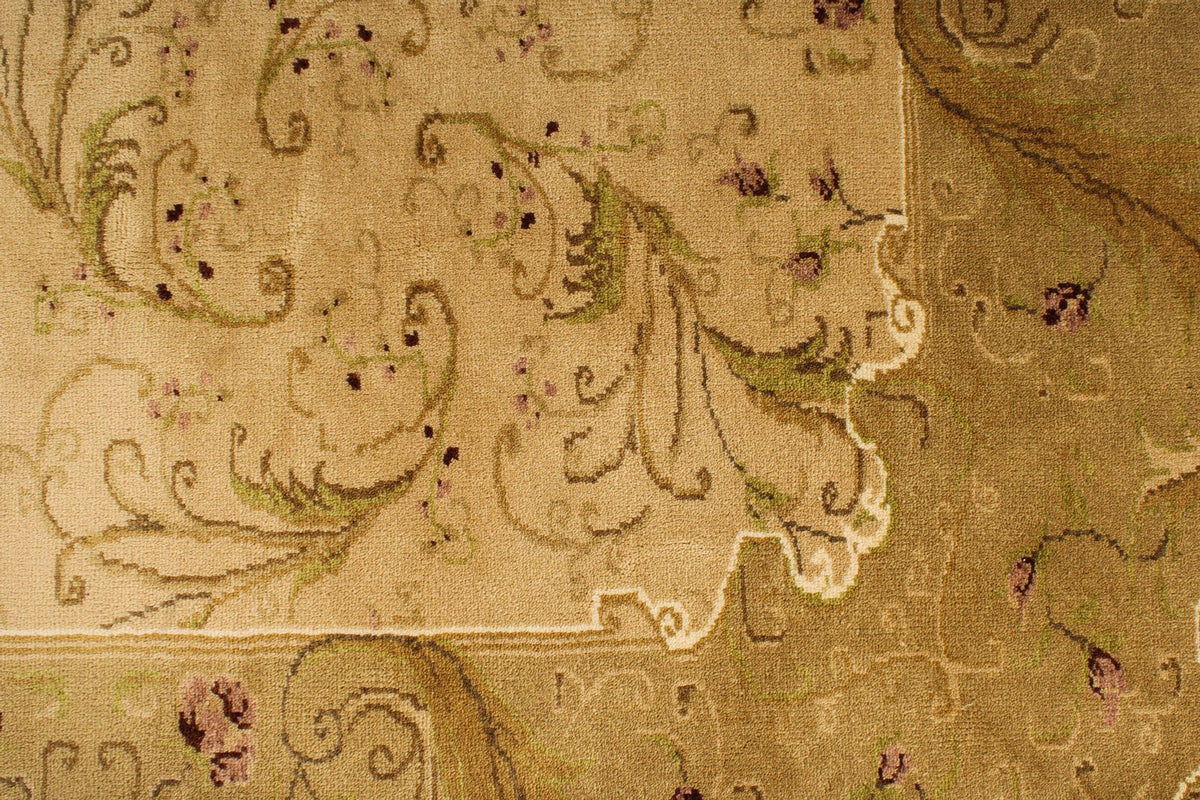8x10 Ivory and Green Turkish Oushak Rug