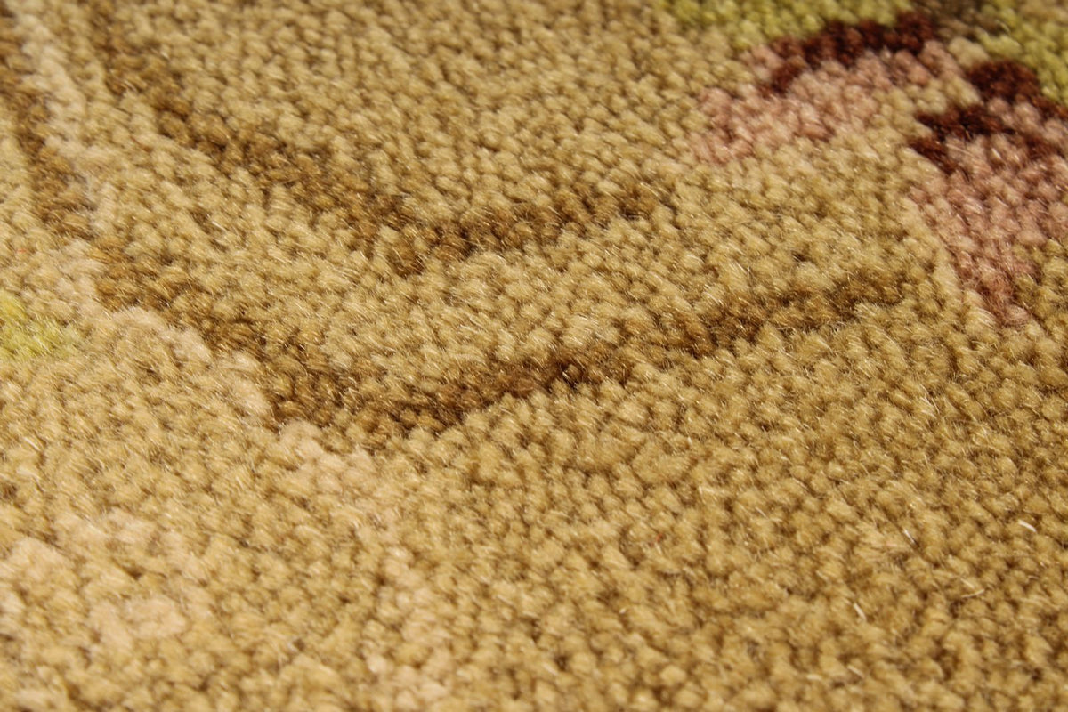 8x10 Ivory and Green Turkish Oushak Rug
