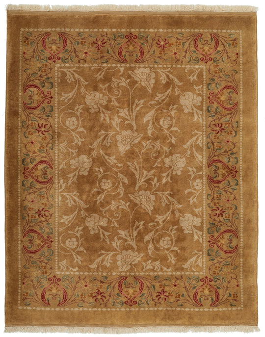 5x6 Brown and Red Turkish Oushak Rug