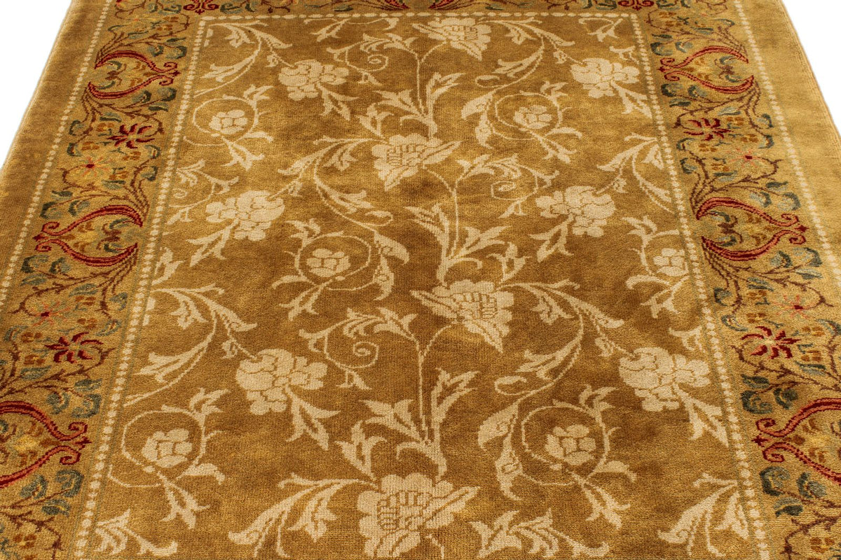 5x6 Brown and Red Turkish Oushak Rug