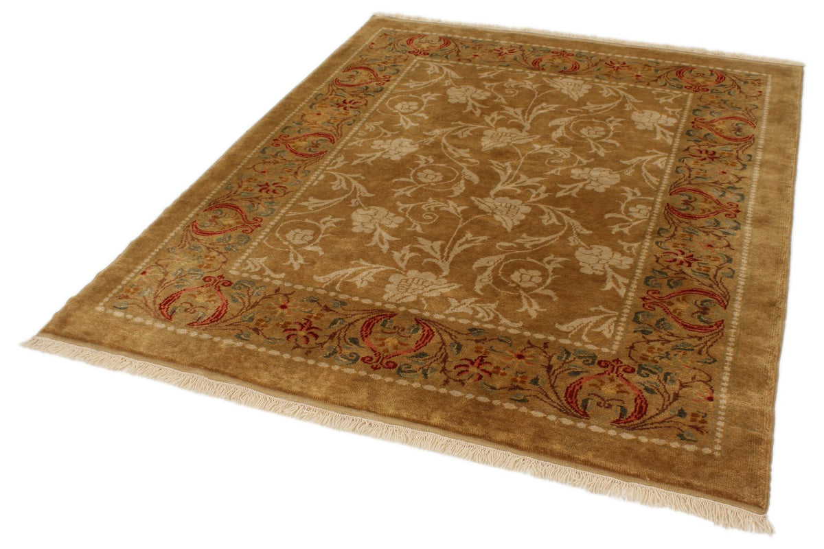 5x6 Brown and Red Turkish Oushak Rug