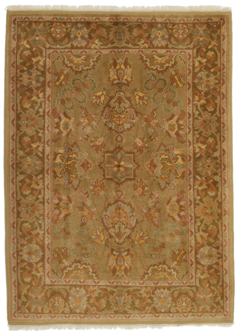 5x7 Green and Brown Turkish Oushak Rug