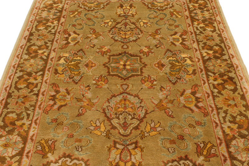 5x7 Green and Brown Turkish Oushak Rug