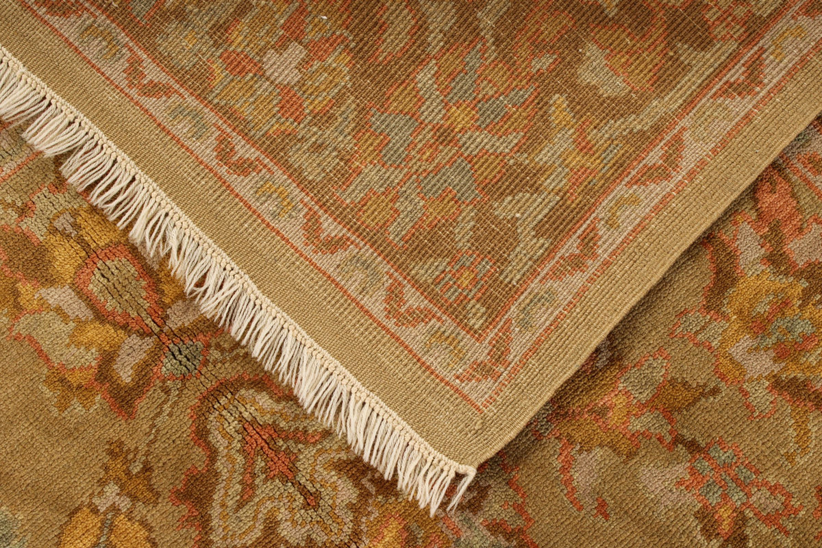 5x7 Green and Brown Turkish Oushak Rug