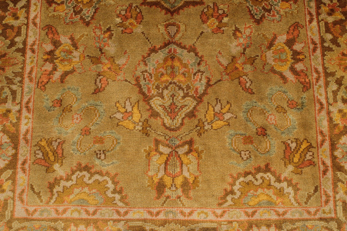 5x7 Green and Brown Turkish Oushak Rug