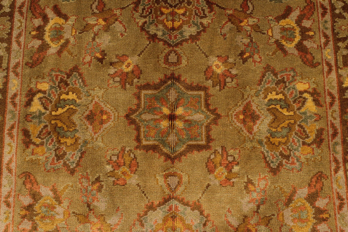 5x7 Green and Brown Turkish Oushak Rug