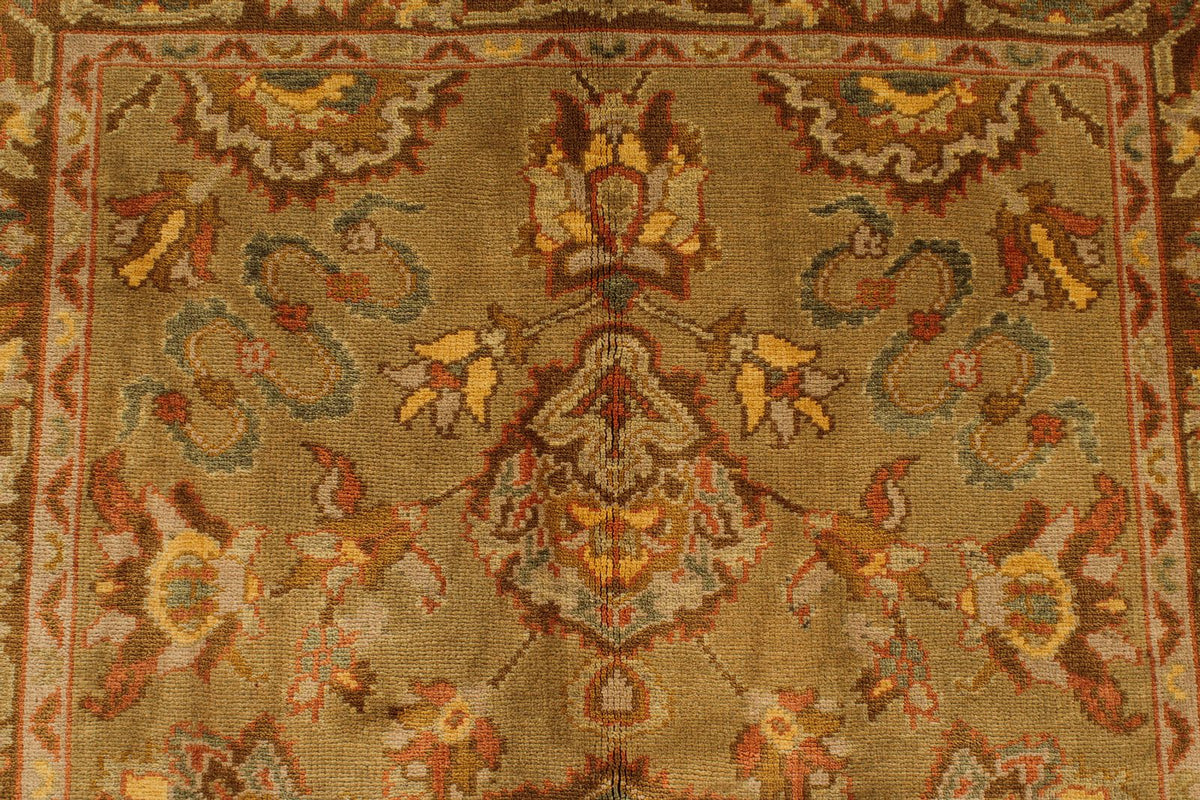 5x7 Green and Brown Turkish Oushak Rug