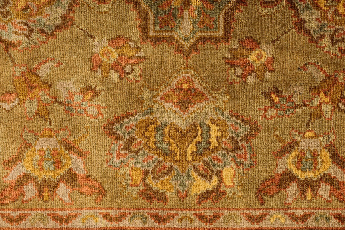 5x7 Green and Brown Turkish Oushak Rug