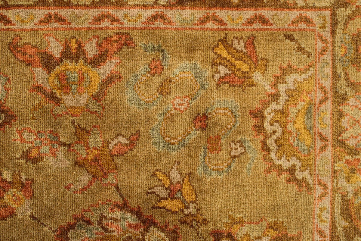 5x7 Green and Brown Turkish Oushak Rug