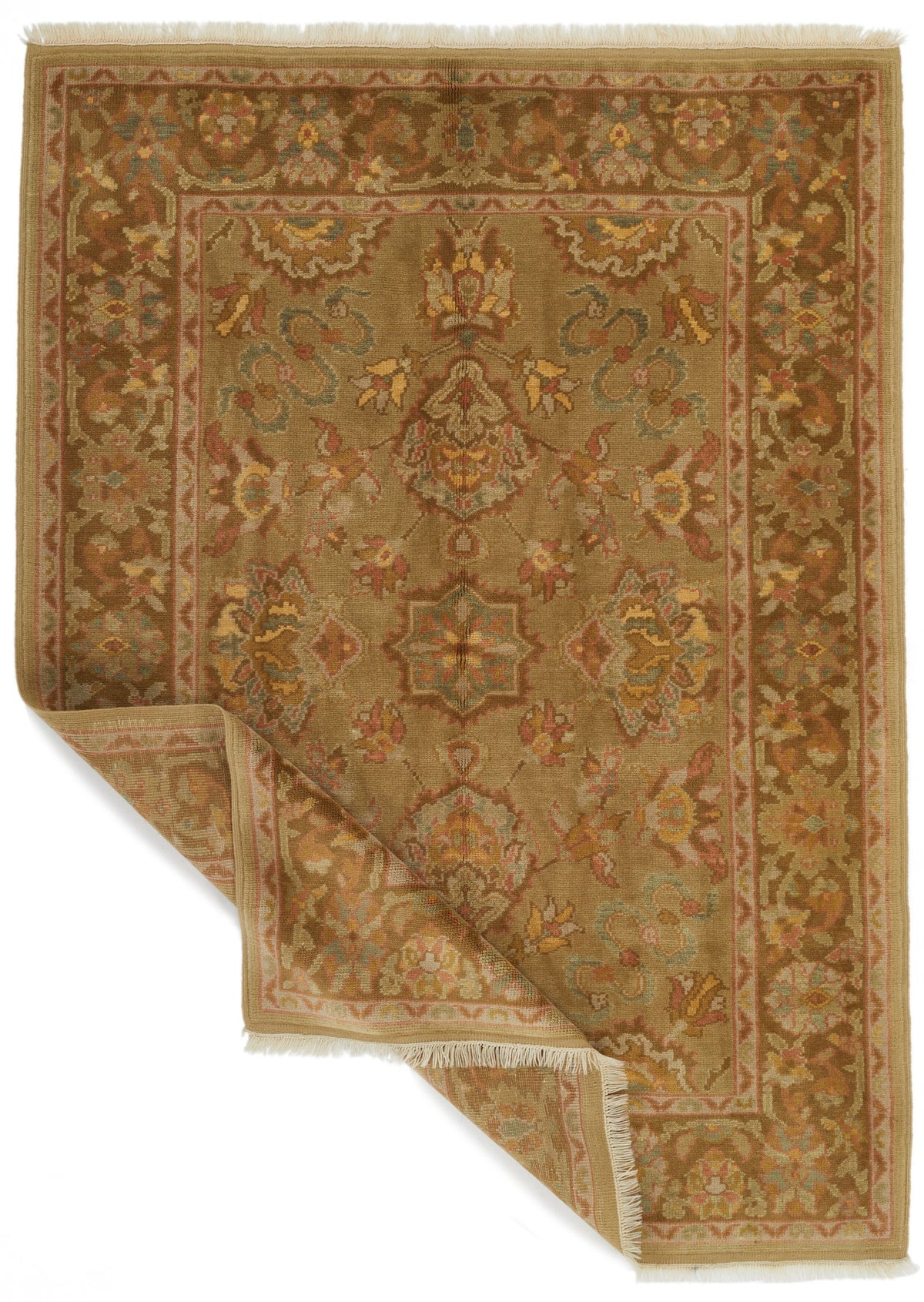 5x7 Green and Brown Turkish Oushak Rug