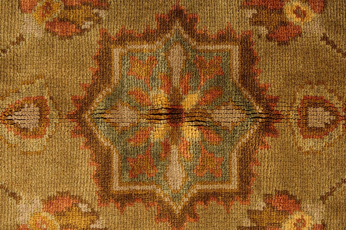 5x7 Green and Brown Turkish Oushak Rug
