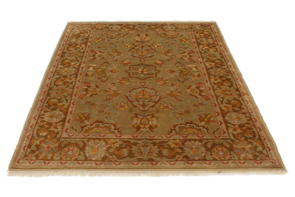 5x7 Green and Brown Turkish Oushak Rug