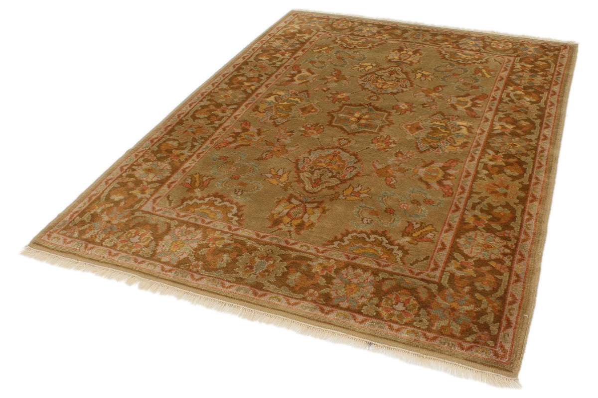 5x7 Green and Brown Turkish Oushak Rug