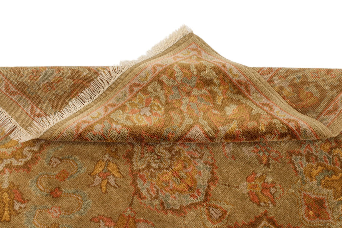 5x7 Green and Brown Turkish Oushak Rug