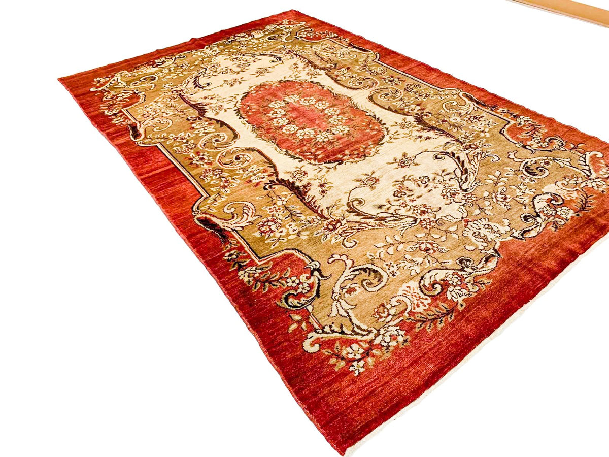 6x10 Red and Green Turkish Tribal Rug