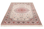 5x8 Ivory and Multicolor Turkish Silk Rug