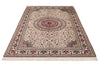 5x8 Ivory and Multicolor Turkish Silk Rug