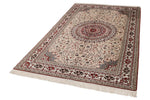 5x8 Ivory and Multicolor Turkish Silk Rug