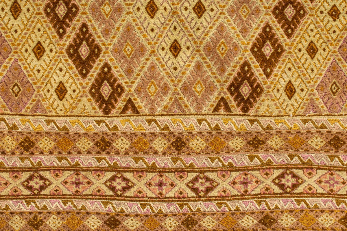 5x7 Gold and Green Turkish Tribal Rug