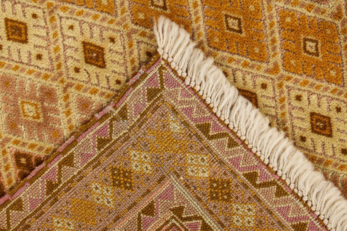 5x7 Gold and Green Turkish Tribal Rug