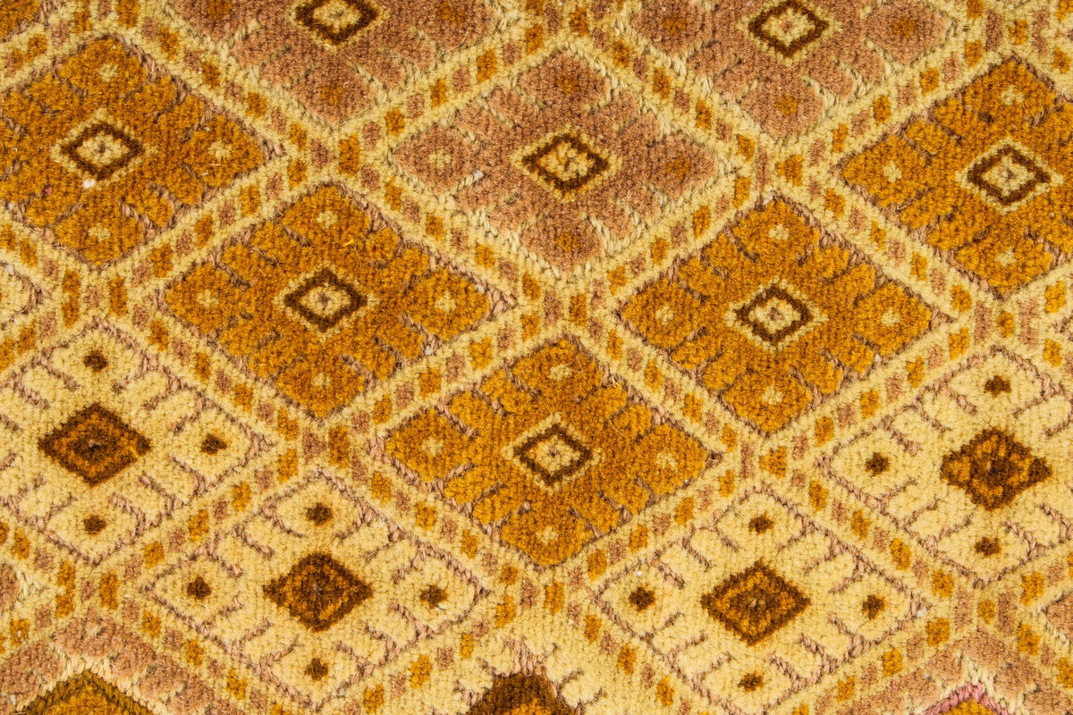 5x7 Gold and Green Turkish Tribal Rug