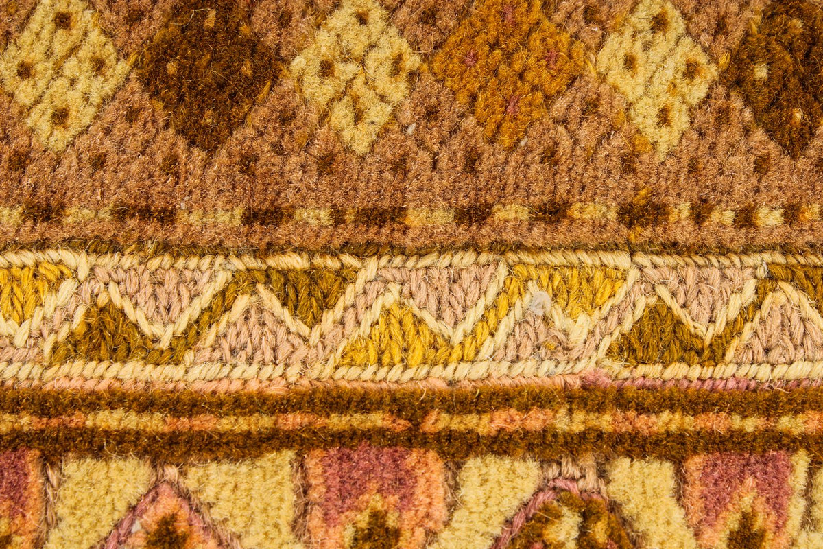 5x7 Gold and Green Turkish Tribal Rug