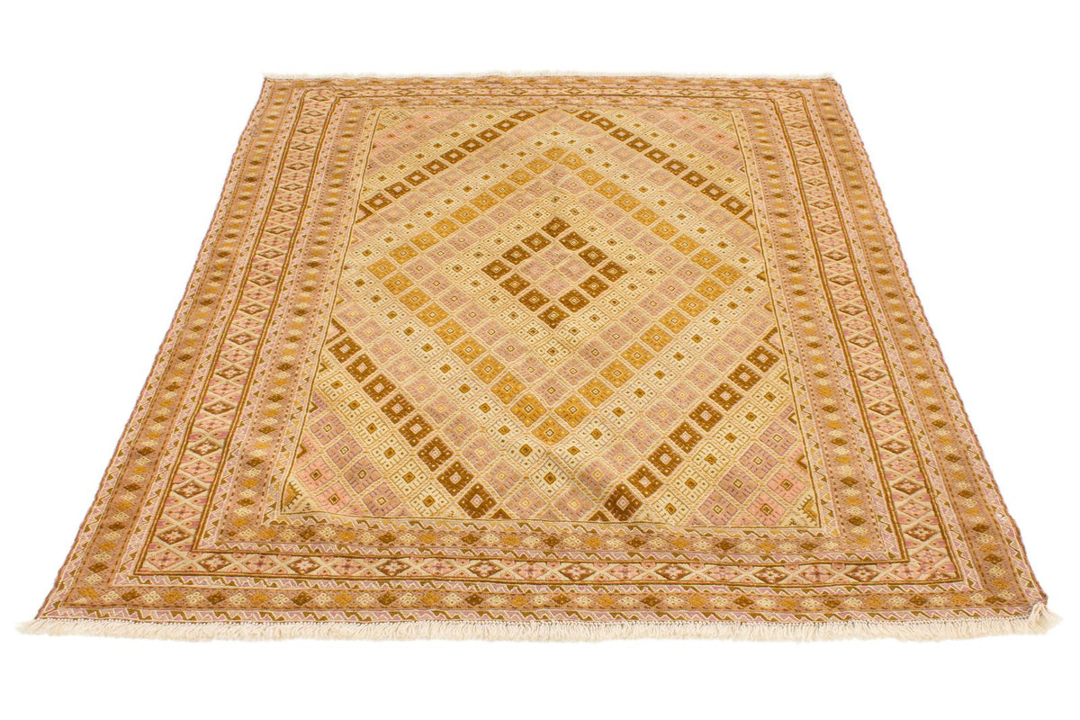 5x7 Gold and Green Turkish Tribal Rug