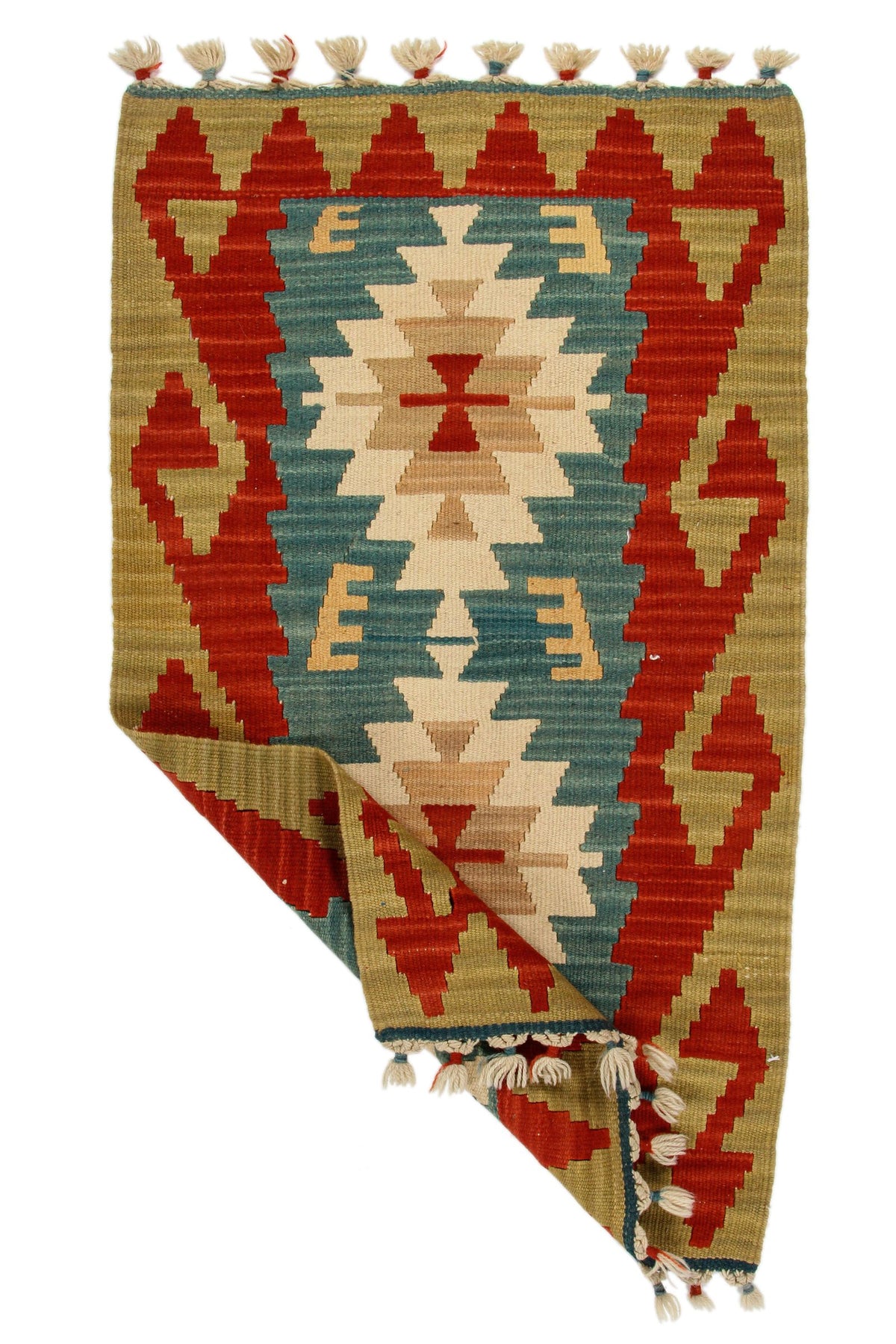 2x3 Blue and Multicolor Turkish Tribal Rug