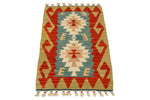 2x3 Blue and Multicolor Turkish Tribal Rug