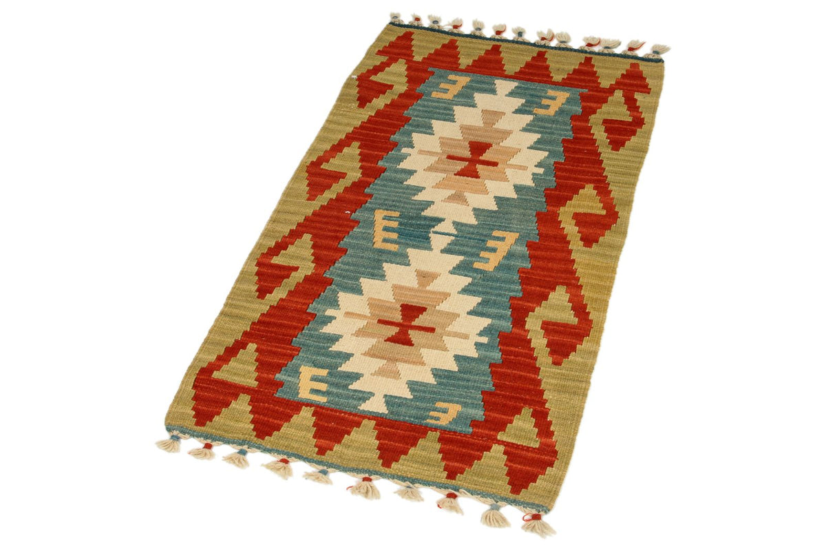 2x3 Blue and Multicolor Turkish Tribal Rug