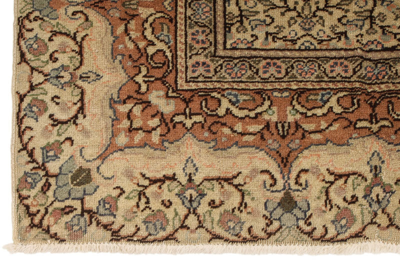 7x10 Green and Ivory Turkish Traditional Rug