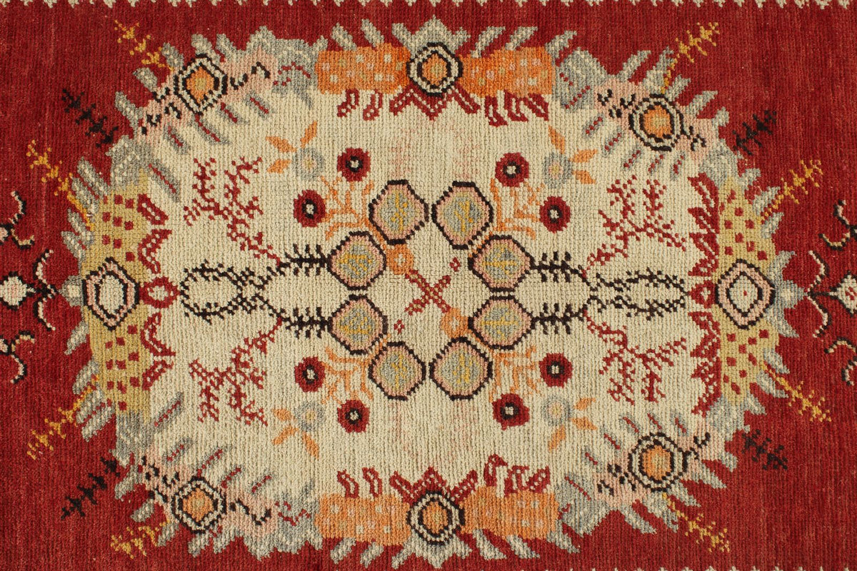 3x7 Red and Ivory Turkish Tribal Runner