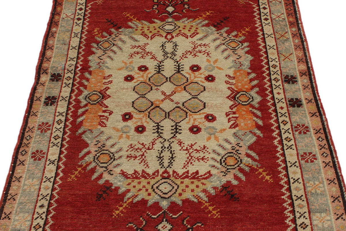 3x7 Red and Ivory Turkish Tribal Runner