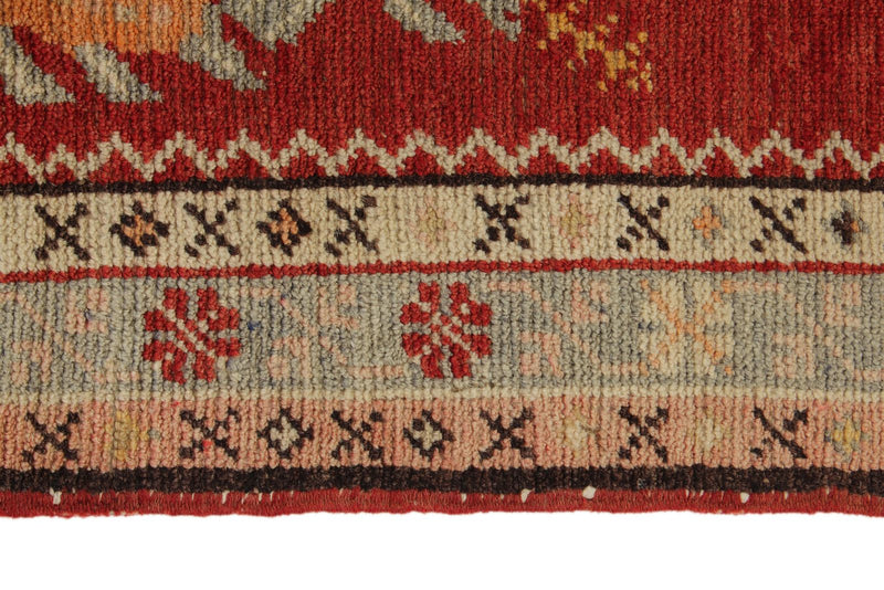 3x7 Red and Ivory Turkish Tribal Runner