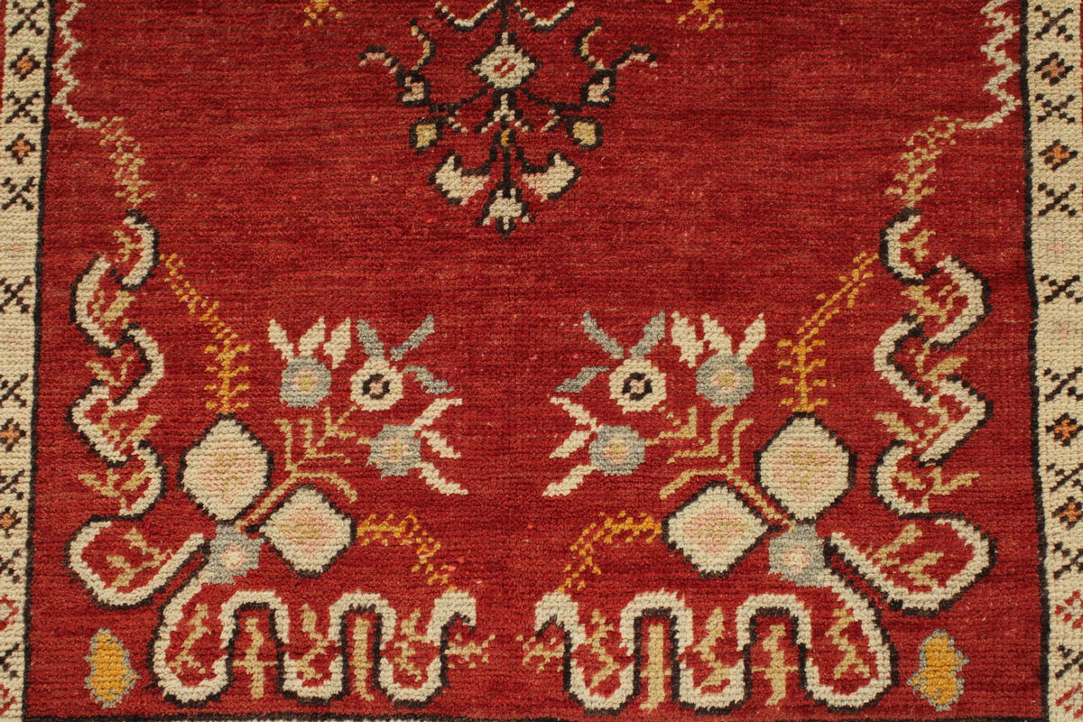 3x7 Red and Ivory Turkish Tribal Runner