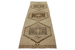 3x11 Ivory and Beige Turkish Tribal Runner