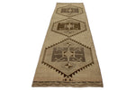 3x11 Ivory and Beige Turkish Tribal Runner