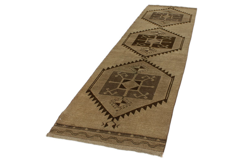 3x11 Ivory and Beige Turkish Tribal Runner