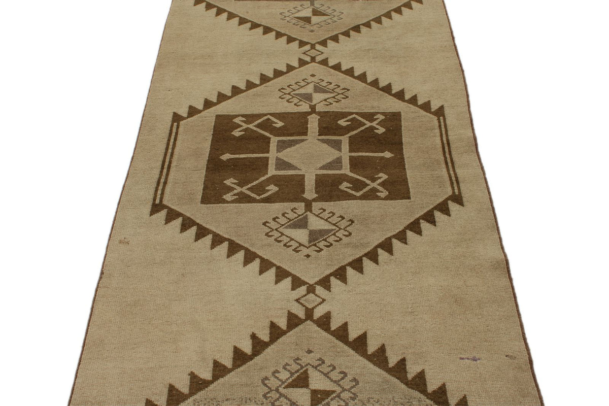3x11 Ivory and Beige Turkish Tribal Runner