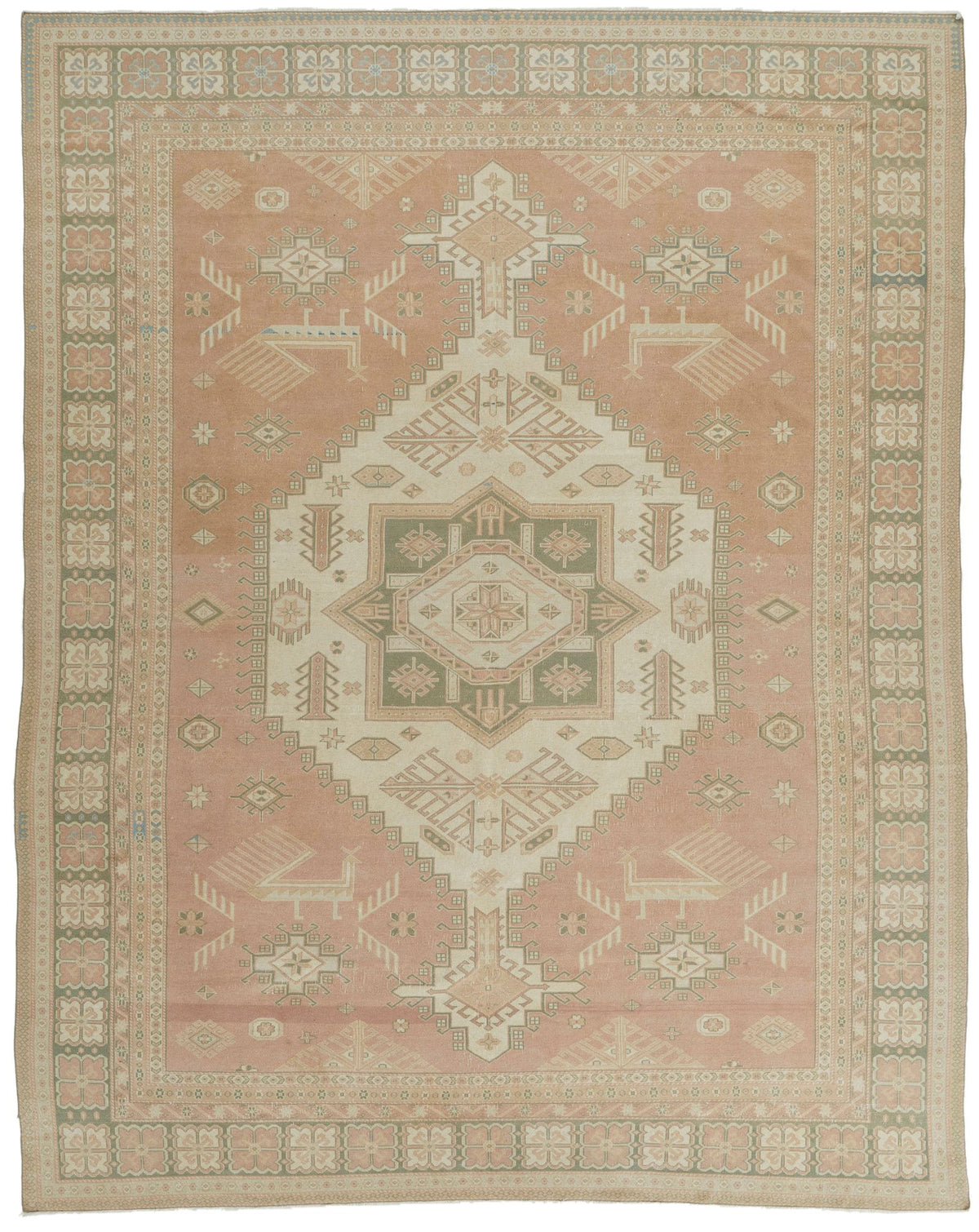 9x11 Rust and Beige Kazak Tribal Rug