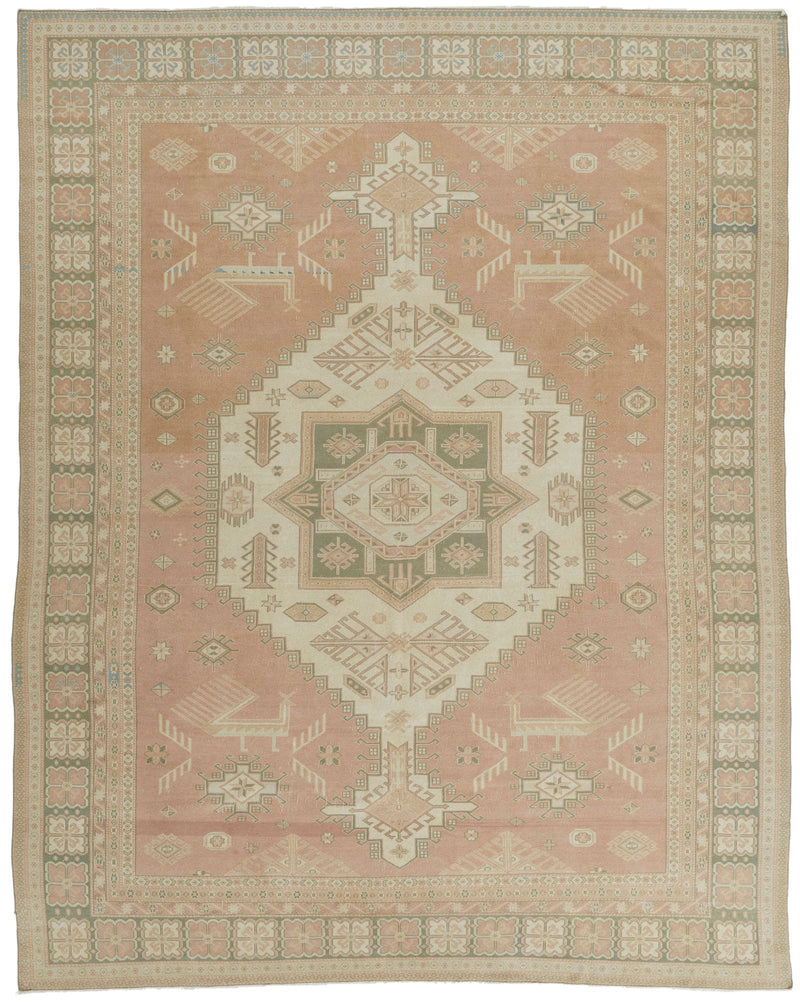 9x11 Rust and Beige Kazak Tribal Rug