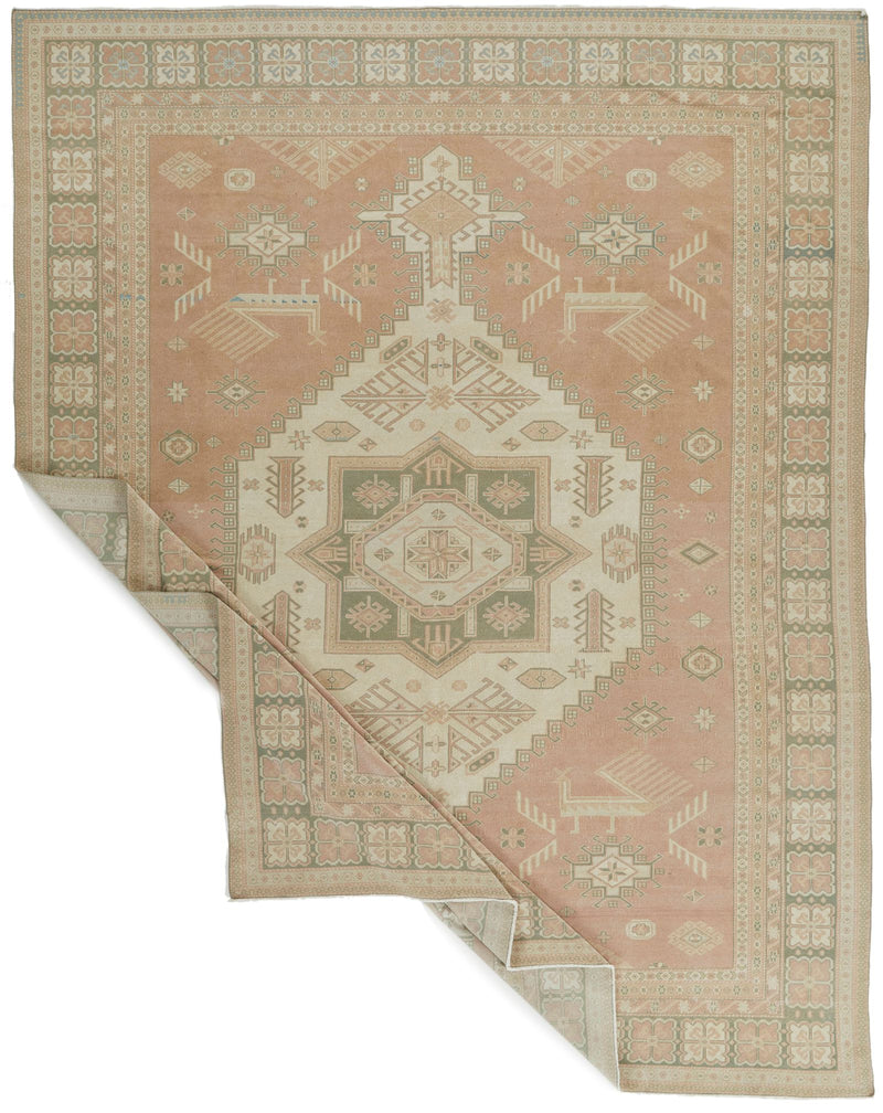 9x11 Rust and Beige Kazak Tribal Rug