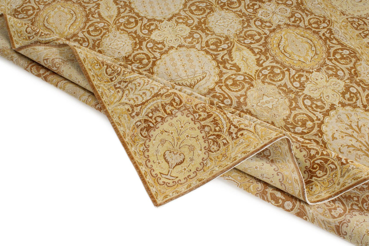 8x10 Brown and Gold Persian Traditional Rug