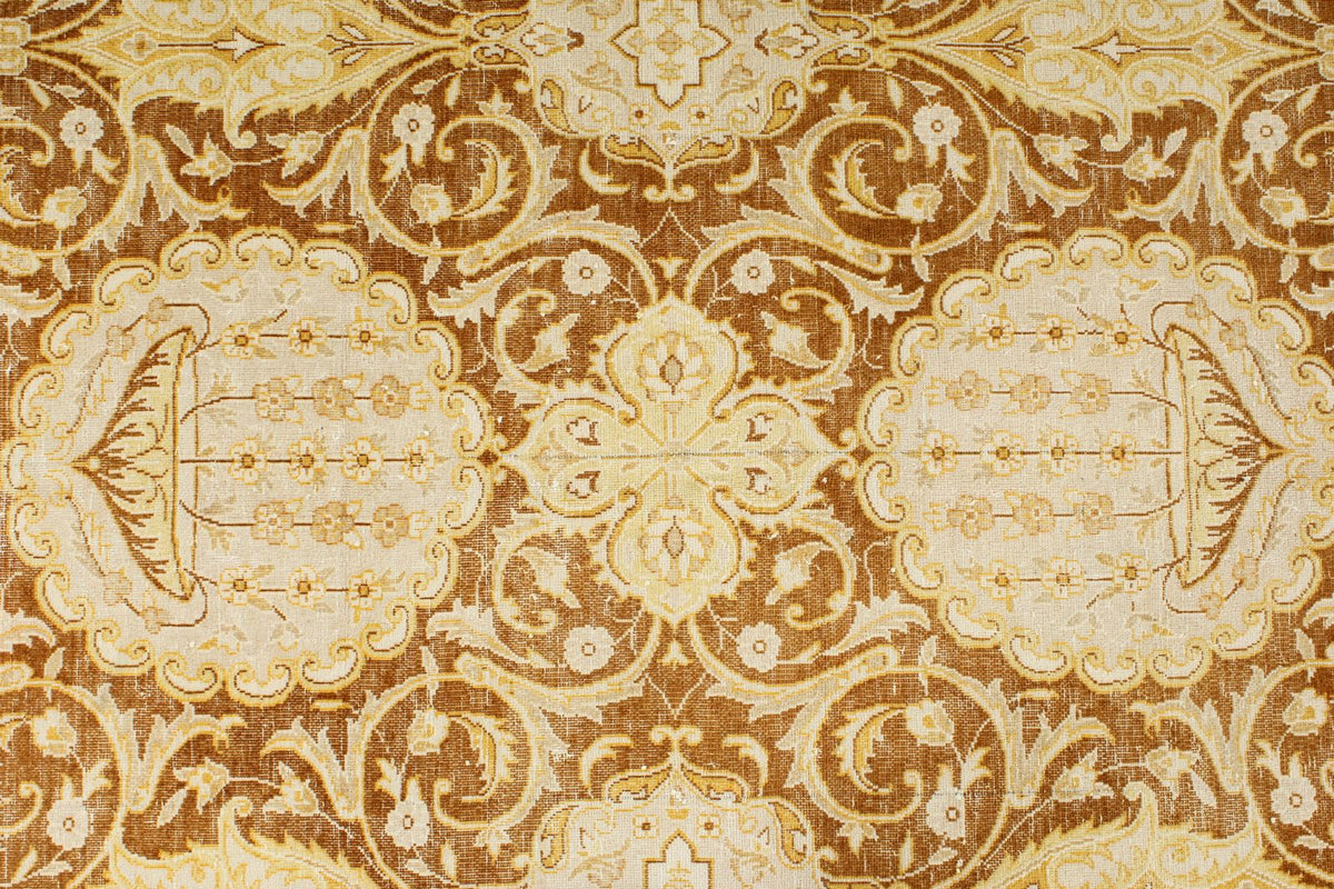 8x10 Brown and Gold Persian Traditional Rug