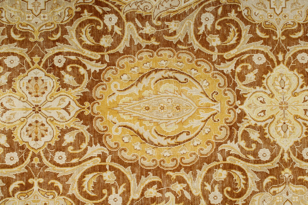 8x10 Brown and Gold Persian Traditional Rug