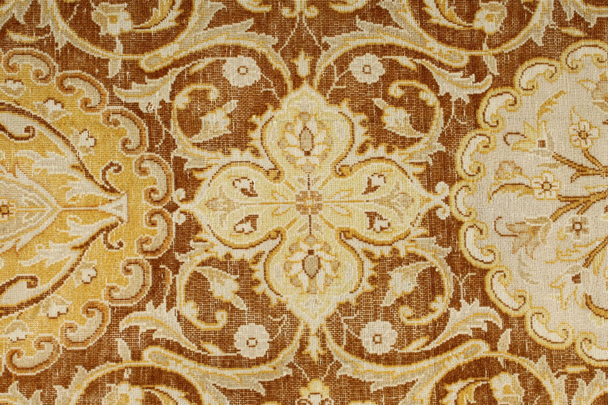 8x10 Brown and Gold Persian Traditional Rug