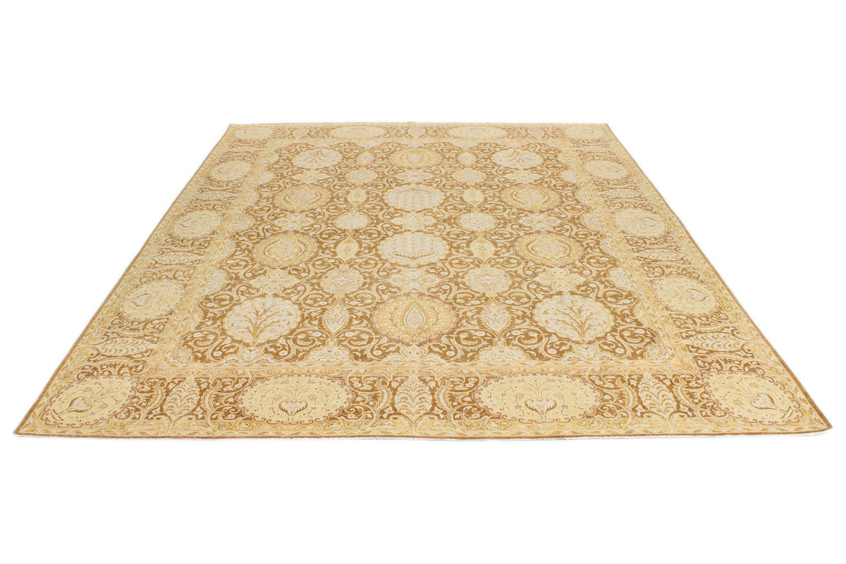 8x10 Brown and Gold Persian Traditional Rug