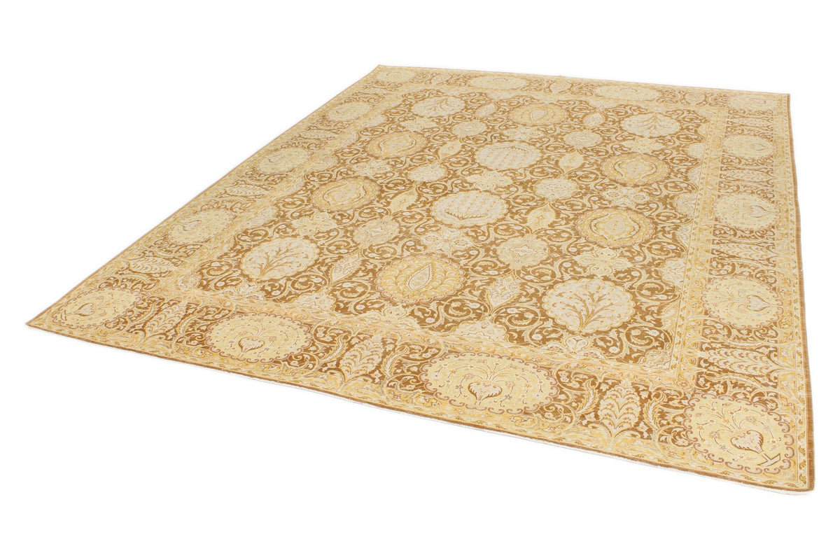 8x10 Brown and Gold Persian Traditional Rug